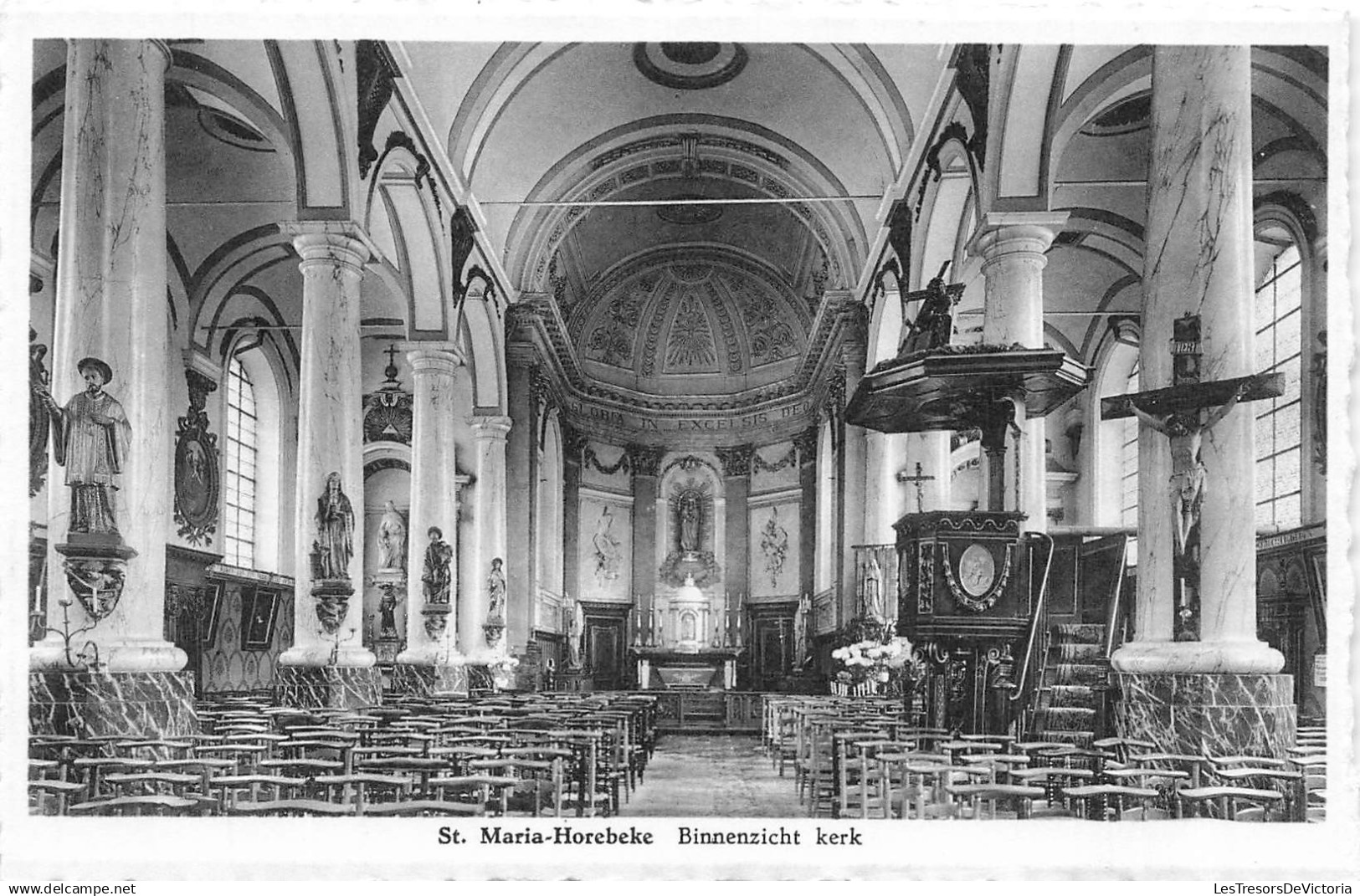 BELGIQUE - St Maria Horebeke - Binnenzicht - kerk - Uitg Drukkerij De Clippele - autel - statue - Carte postale