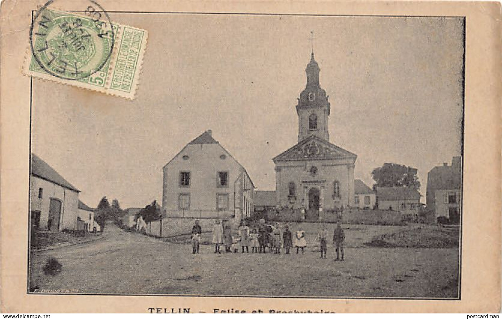 Belgique - TELLIN (Lux.) Église et presbytère