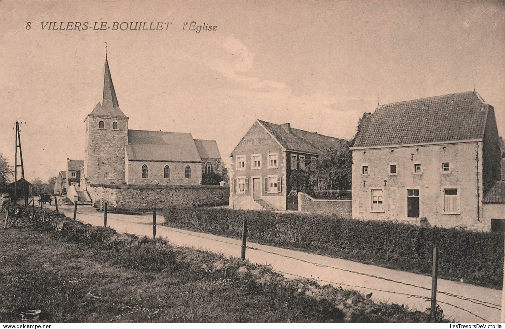 BELGIQUE - villers le bouillet l'eglise - edit henrion crousse - carte postale ancienne -
