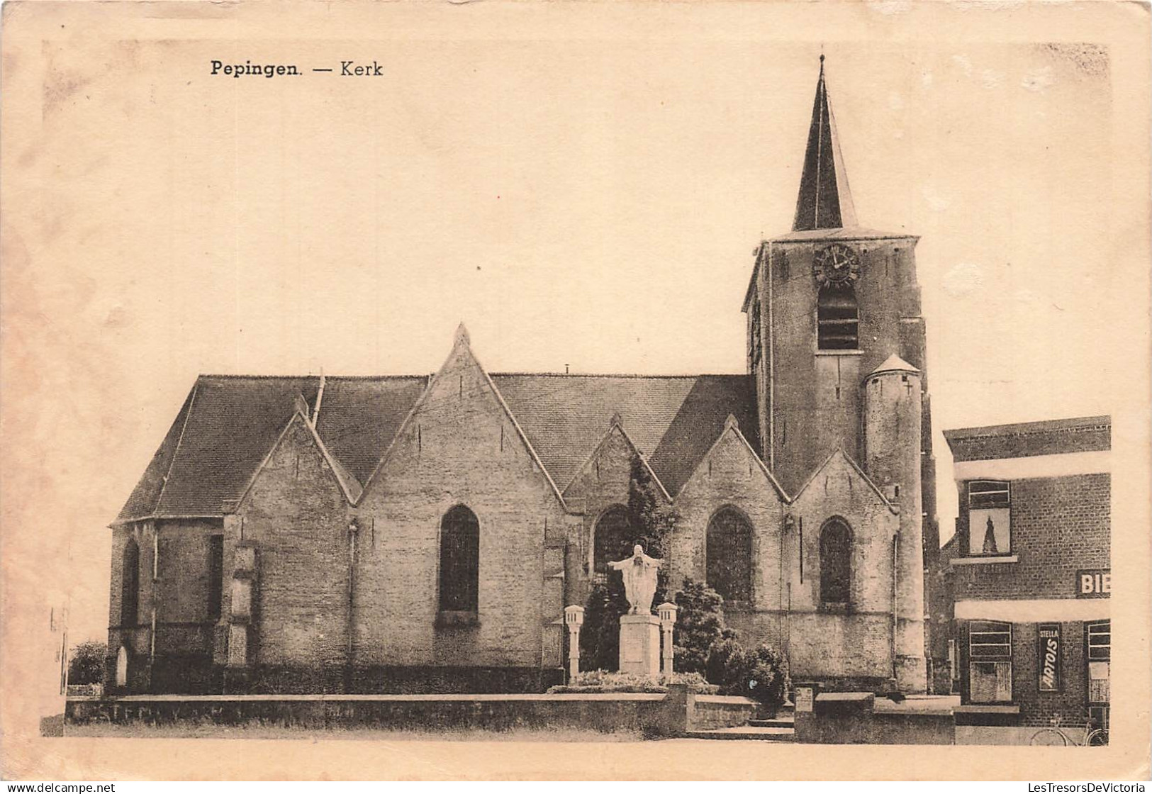 BELGIQUE - Vilvoorde - Pepingen. - Kerk - statue - vierge - clocher - flèche - horloge - Carte Postale ancienne