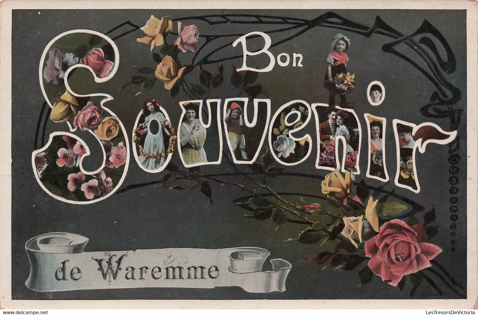 BELGIQUE - Waremme - carte fantaisie - bon souvenir de waremme - carte postale ancienne -