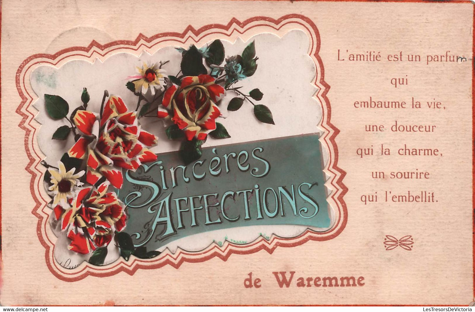 BELGIQUE - Waremme - carte fantaisie - sinceres affections de waremme - carte postale ancienne -