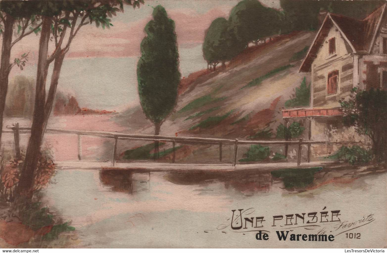 BELGIQUE - Waremme - carte fantaisie - une pensée de waremme - carte postale ancienne -