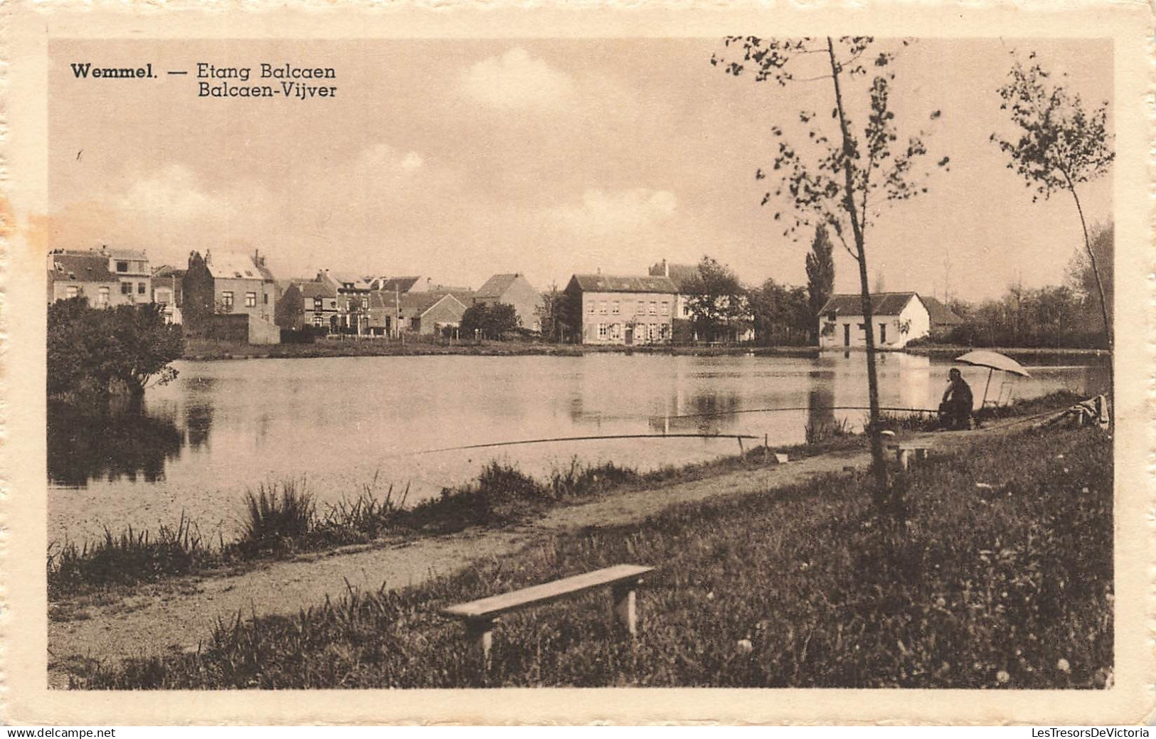 BELGIQUE - Wemmel - Etang Balcaen - Balcaen Vijver - village - pêche - parapluie - J Voordecker - Carte Postale Ancienne