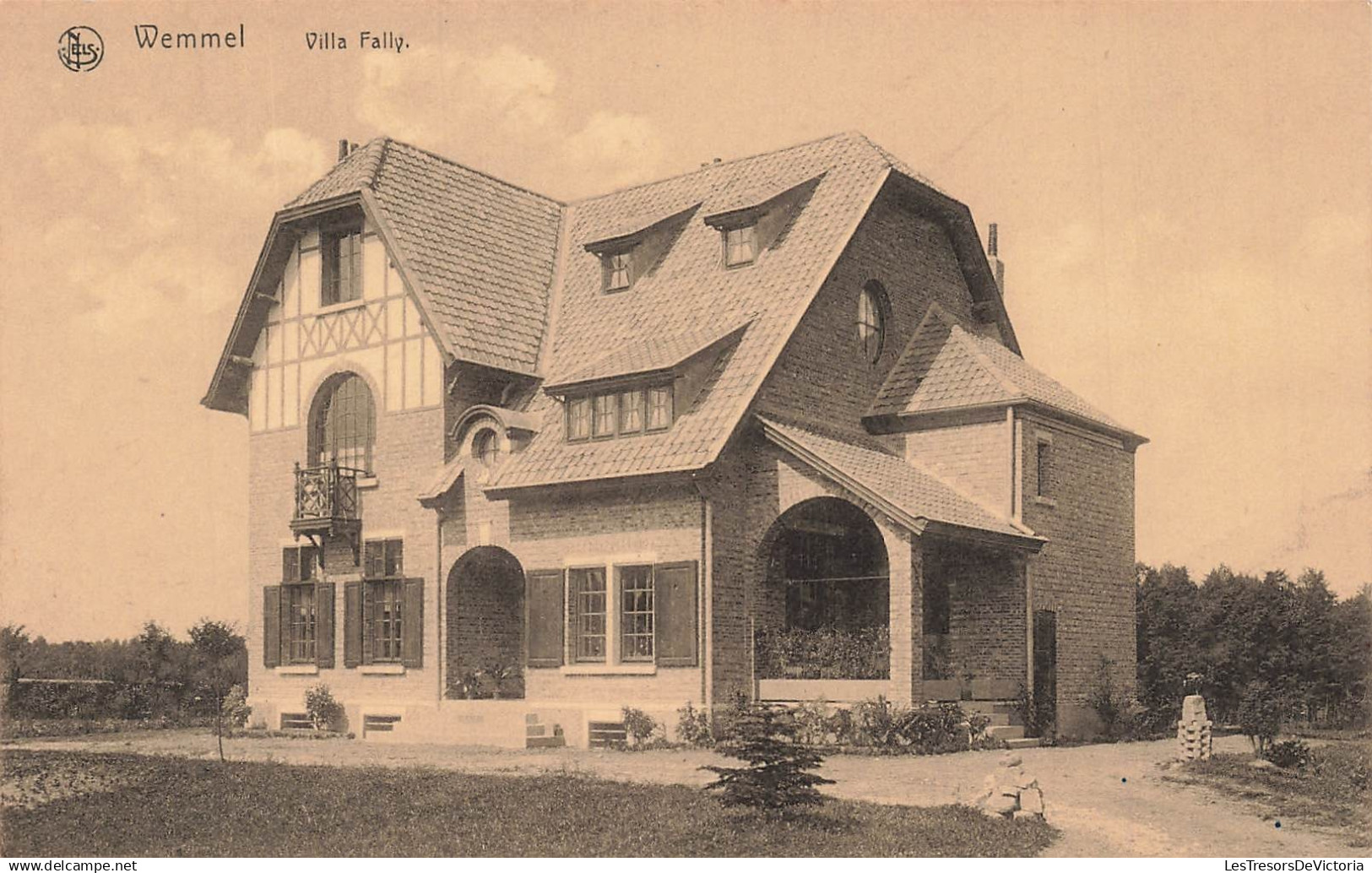BELGIQUE - Wemmel - Villa Fally - cour - jardin - entrée - fenêtre ouverte - Nels - Carte Postale Ancienne
