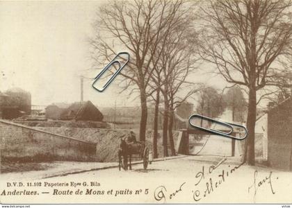 Anderlues :  Route de Mons et puits n° 5     ( Carte ADEPS grand format    15 x 10.5 cm )
