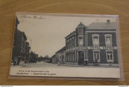 CPA - ANDERLUES - QUARTIER DE LA GARE ( HOTEL ZEPHIR - CAFE RESTAURANT MAIRY QUERTIN )