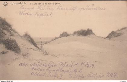1917. Belgium. WW1. Interesting FIELD POST post card (Lombardzijde De Zee van in de duinen gezien) cancell... - JF437568