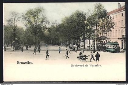 AK Bruxelles, Boulevard de Waterloo, Strassenbahn