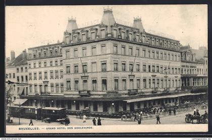 AK Bruxelles, Grand Hotel des Boulevards, Strassenbahn