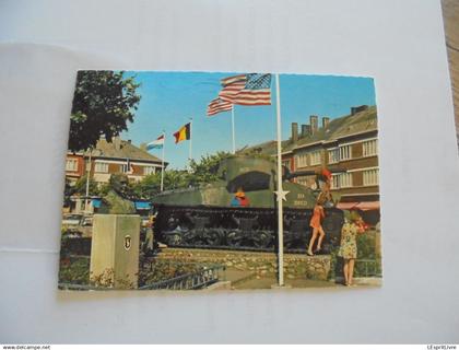 BASTOGNE Place Mac Auliffe et Tank Bastenaken Animée  Char Américain Sherman US Army Guerre 40 45 Carte Postale Postcard
