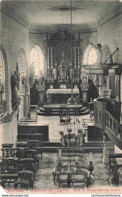 BELGIQUE - Berloz - Intérieur de l'Eglise - Carte Postale Ancienne