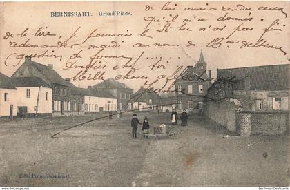 [-5%] BELGIQUE - Bernissart - GrandPlace - tour - enfant - animé - oblit étoilée 1912 - Carte postale ancienne