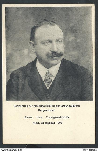 +++ CPA - Boortmeerbeek - HEVER - 1909 - Herinnering ....Burgemeester  - VAN LANGENDONCK  //