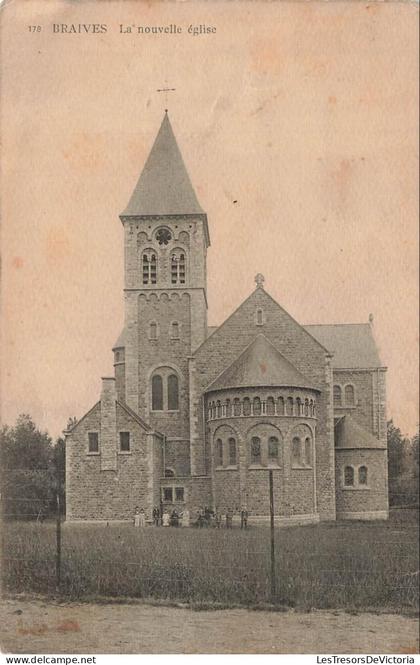 [-5%] BELGIQUE - Braives - La nouvelle église - vue en façade - animé - Carte Postale Ancienne