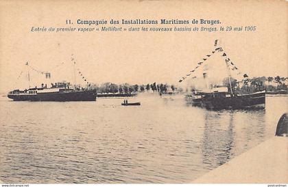 België - BRUGGE (W. Vl.) Invoer van de eerste Mellifont-stoomboot in de nieuwe bassins op 29 mei 1905 - Maritiem Install