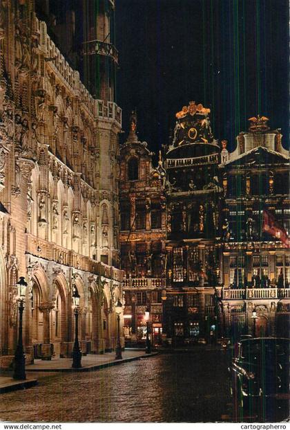 Belgium Brussels Market-Place by night partial view
