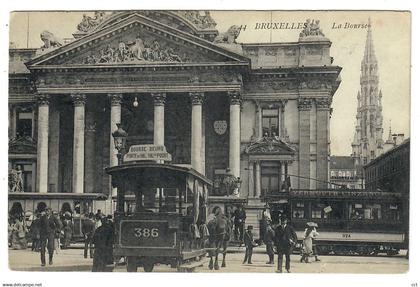 Bruxelles   La Bourse   (tram cheval 386 Bourse - Porte de Hal   Hyppomobile et tram electrique)