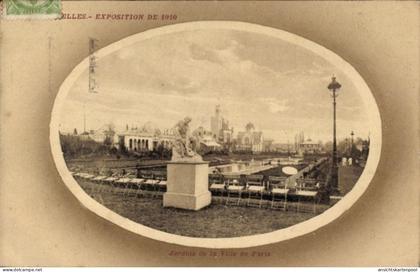 Passepartout CPA Brüssel Brüssel, Ausstellung 1910, Gärten der Stadt Paris