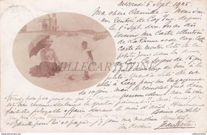BELGIUM - Evere, Woman and Baby Girl on the Seaside, Photo Postcard 1905