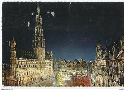 Brussels Belgium, Vintage PC, Partial View-Marketplace by Night, 1975