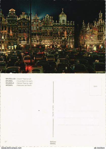 Postkaart Brüssel Bruxelles Grand Place bei Nacht Autos VW Käfer 1975
