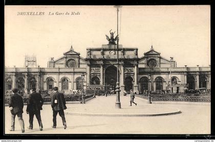 AK Brüssel / Bruxelles, La Gare du Midi, Bahnhof, Strassenbahn