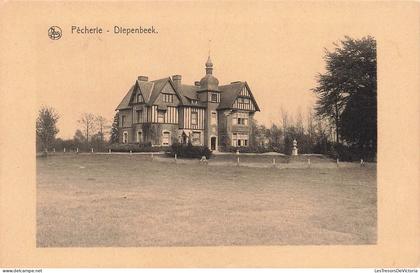 [-15%] BELGIQUE - Diepenbeek - Pêcherie - Bâtiment - Cour - Monument - Façade - Jardin - Bois - Nels - Carte postale anc