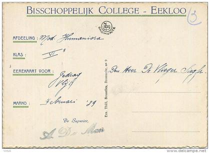 Eeklo : Bisschoppelijk college   (  eere kaart )  verso Gent  (  groot formaat )