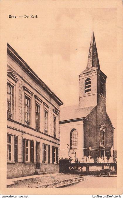 [-5%] BELGIQUE - Erpe - Kerk - cour - affiche - Fr Lauwereys De met - Carte postale ancienne