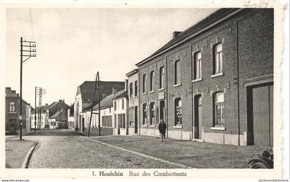 BELGIQUE - Haulchin - Rue des combattants - Maison - Village - Femme - Boutique - animé - Carte postale ancienne