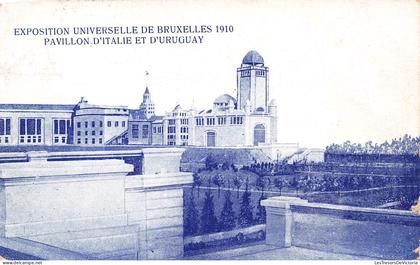 [-5%] BELGIQUE - Expositions Universelles de Bruxelles - Pavillon dItalie et DUruguay - Carte Postale Ancienne