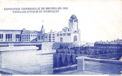 BELGIQUE - Expositions Universelles de Bruxelles - Pavillon d'Italie et D'Uruguay - Carte Postale Ancienne