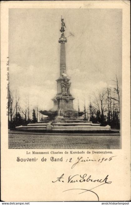 CPA Dentergem Denterghem Westflandern, Monument Charles de Kerchofe