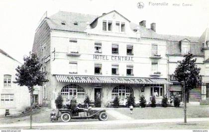 BELGIQUE - FLORENVILLE - VUE ANIMEE DE L'HOTEL CENTRAL + AUTOMOBILE