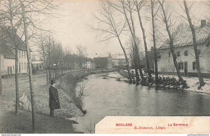[-5%] BELGIQUE - Mouland - Voeren - La Berwinne - canal - allée - publicité - chocolat - E Dumont - Carte postale ancien