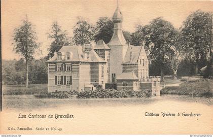 [-5%] BELGIQUE - environs Bruxelles - Château Rivière - Ganshoren - Tour - jardin - monument - Carte Postale Ancienne