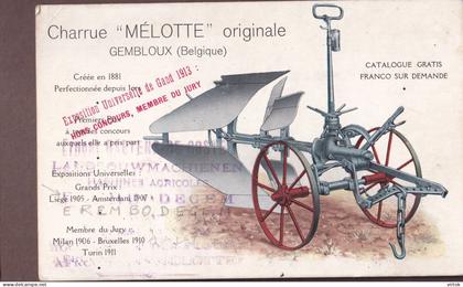 Gembloux : Charrue ' MELOTTE' originale : expo de Gand 1913 ( verdeler  EREMBODEGEM landbouwmachines ...................