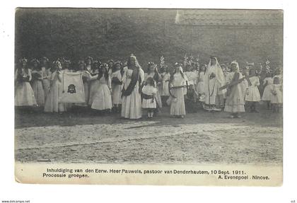 Denderhoutem  Haaltert  Inhuldiging van den Eerw Heer Pauwels pastoor 10 sept 1911 Processie groepen