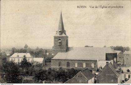 CPA Roisin Honnelles Wallonien Hennegau, Vue de l'eglise et presbytere