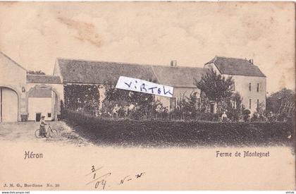 Héron :   Ferme de Montegnet    ( ecrit 1904  avec timbre )