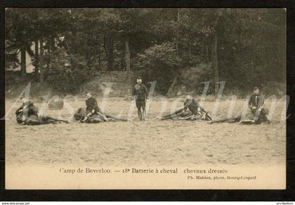 CPA / postcard / Bourg Léopold / Leopoldsburg / Camp de Beverloo / 18e Batterie à cheval / chevaux dresses / 1912