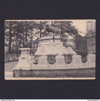 BELGIUM 1922, postcard, Military, WWI, Leopoldsburg, Monument, Posted to Gilly