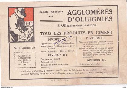 Ollignies lez Lessines : tous les produits en cement ........... see scans    (reclame kaart  -  carte publicitaire)