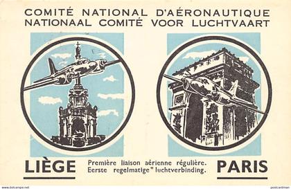 Belgique - LIÈGE - Première liaison aérienne régulière Liège-Paris en 1947 - SABENA - Comité National d'Aéronautique