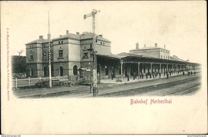 CPA Herbesthal Lontzen Wallonien Lüttich, Bahnhof Gleisseite, Deutsch Belgische Grenze