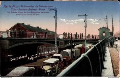 CPA Herbesthal Lontzen Wallonien Lüttich, Brücke über die Bahnstrecke Köln-Aachen-Brüssel-Paris