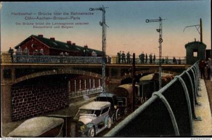 CPA Herbesthal Lontzen Wallonien Lüttich, Brücke über die Bahnstrecke Köln, Aachen, Brüssel, Paris