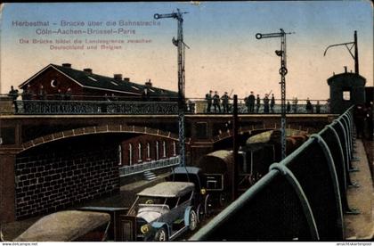 CPA Herbesthal Lontzen Wallonien Lüttich, Brücke über die Bahnstrecke Köln, Aachen, Brüssel, Paris