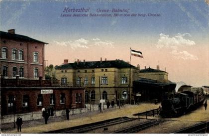 CPA Herbesthal Lontzen Wallonien Lüttich, Grenz Bahnhof